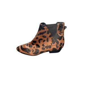 Ann Taylor brown Calf Hair Leopard Print Almon Toe Ankle Boots Booties‎ Size 7
